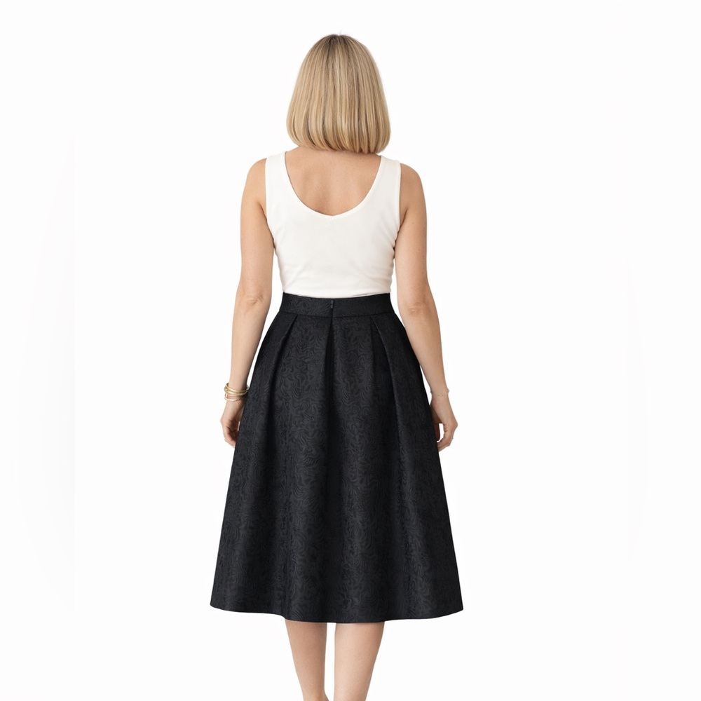 🆕🌹Black Jacquard pleated midi winter skirt - Picture 2 of 4